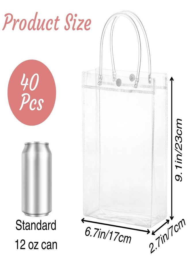 Youeon 40 Pcs Clear PVC Gift Bags with Handles 9x6.7x2.7 Inch, Reusable PVC Gift Wrap Bags, Clear Tote Bag, Shopping Bags for Merchandise, Retail, Boutique, Party Favors, Wedding, Birthday - Image 2